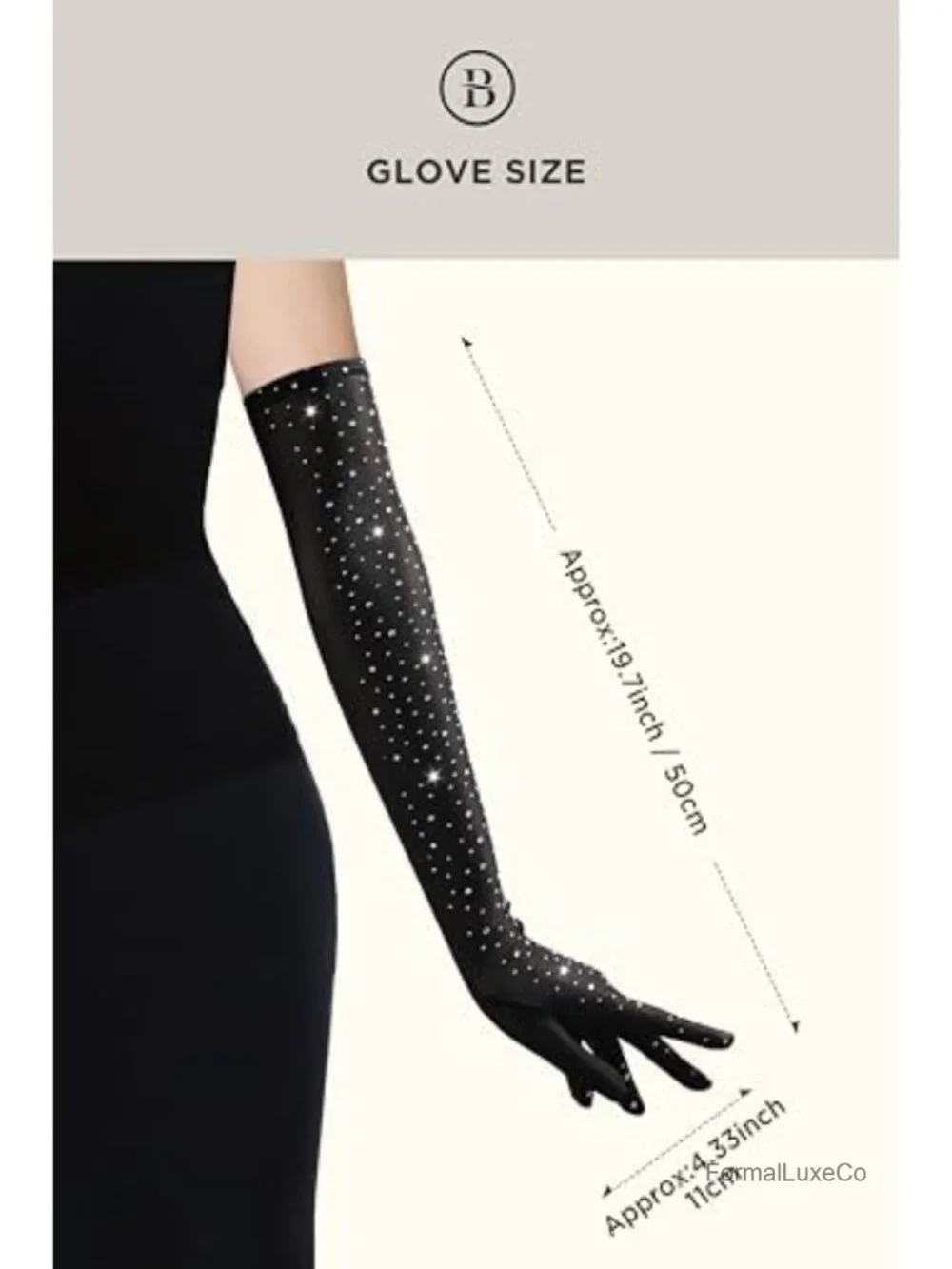 Long Rhinestone Tulle Sheer Sparkly Elbow Length Gloves for Opera Party